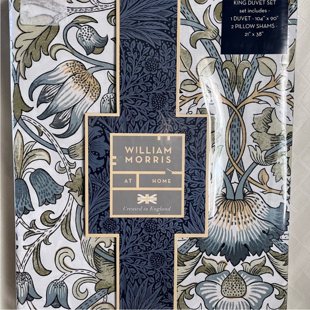 NEW WILLIAM MORRIS KING SIZE
DUVET SET COTTON BEDDING
COVER BLUE/GREEN cottage